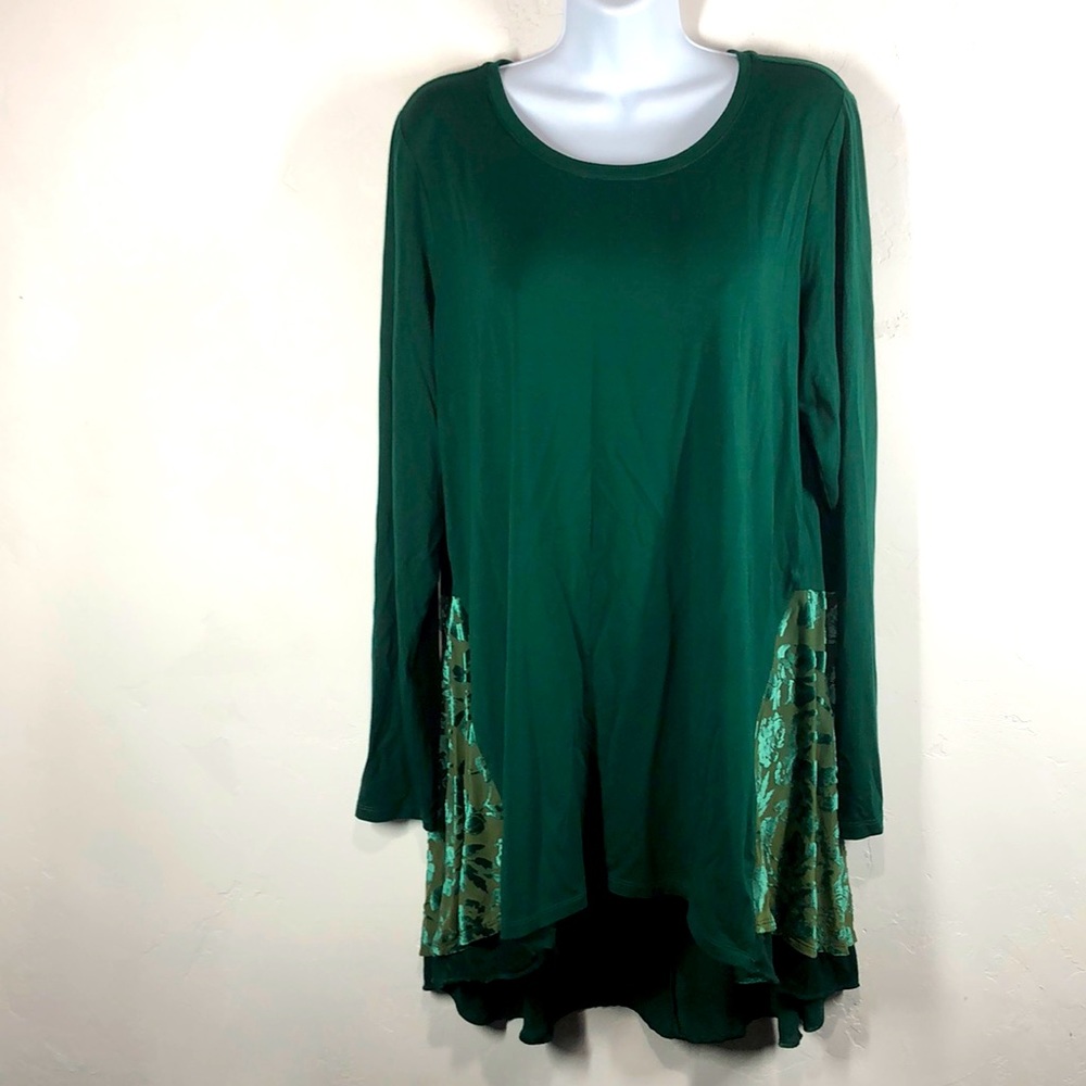 Logo Lori Goldstein green long sleeve tunic size large